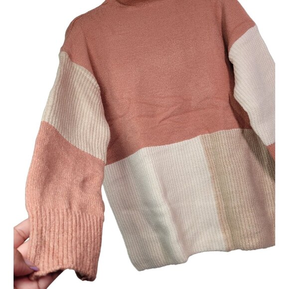 For G And PL Women's Color Block Mock Neck Sweater  Pullover Camel Size Small - Picture 4 of 9